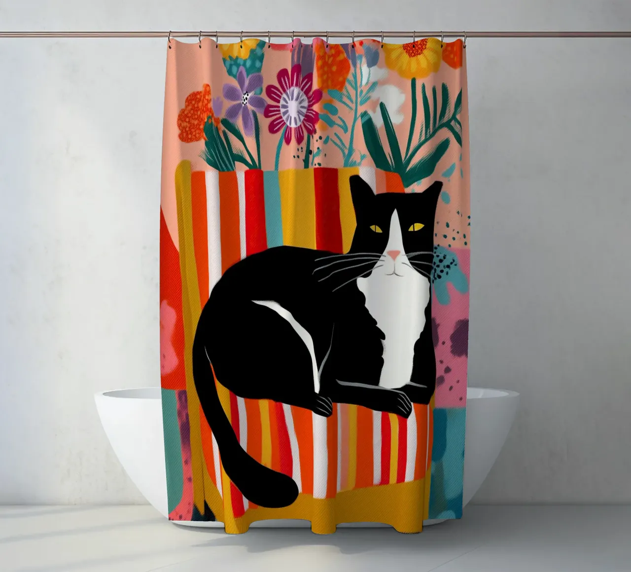 Lazy Afternoon - Cat Among Flowers tenda da doccia da Luca