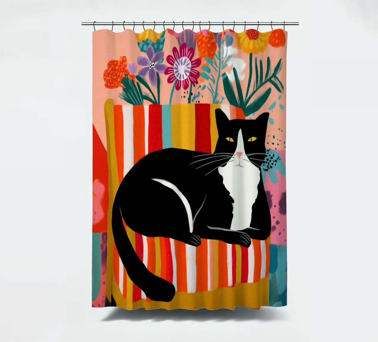 Lazy Afternoon - Cat Among Flowers tenda da doccia da Luca