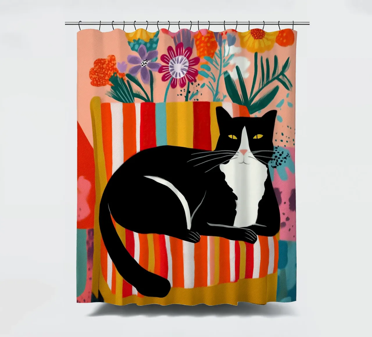 Lazy Afternoon - Cat Among Flowers tenda da doccia da Luca
