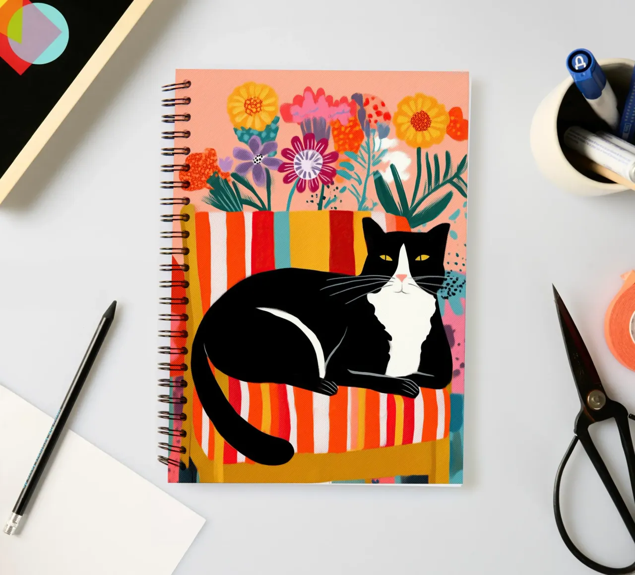 Lazy Afternoon - Cat Among Flowers diario ad anelli da Luca