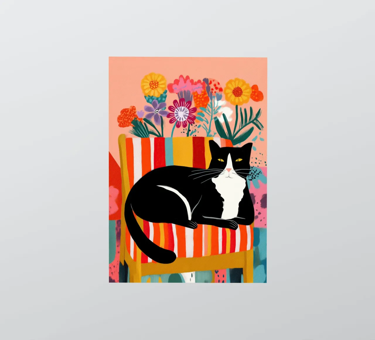 Lazy Afternoon - Cat Among Flowers pegatina de Luca