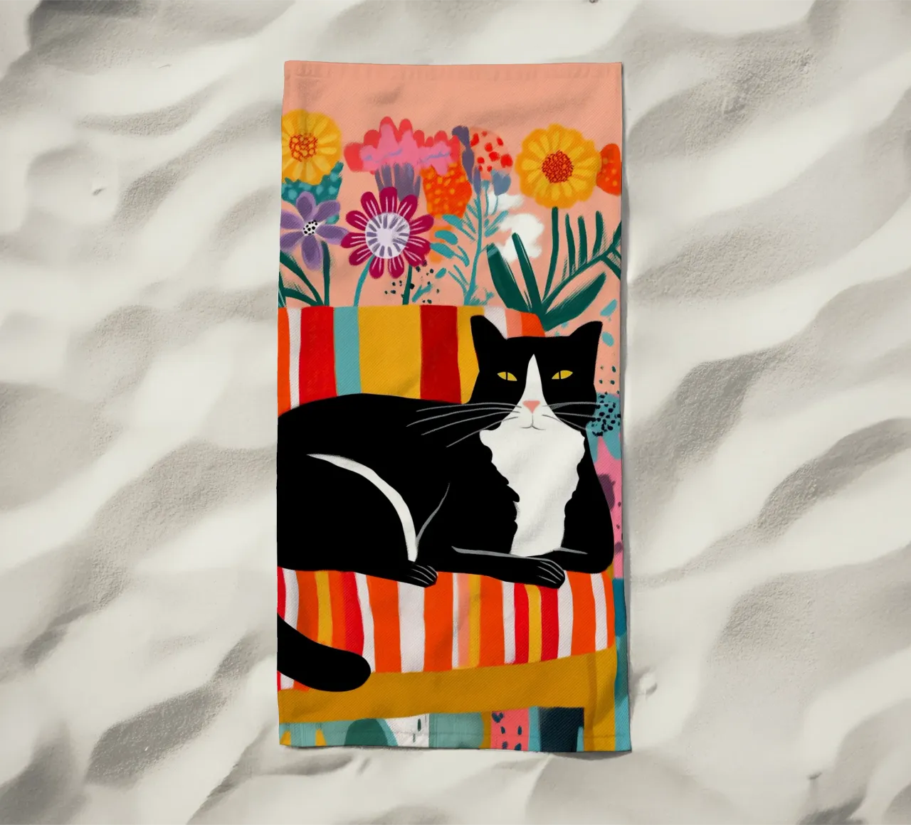 Lazy Afternoon - Cat Among Flowers toalla de playa de Luca