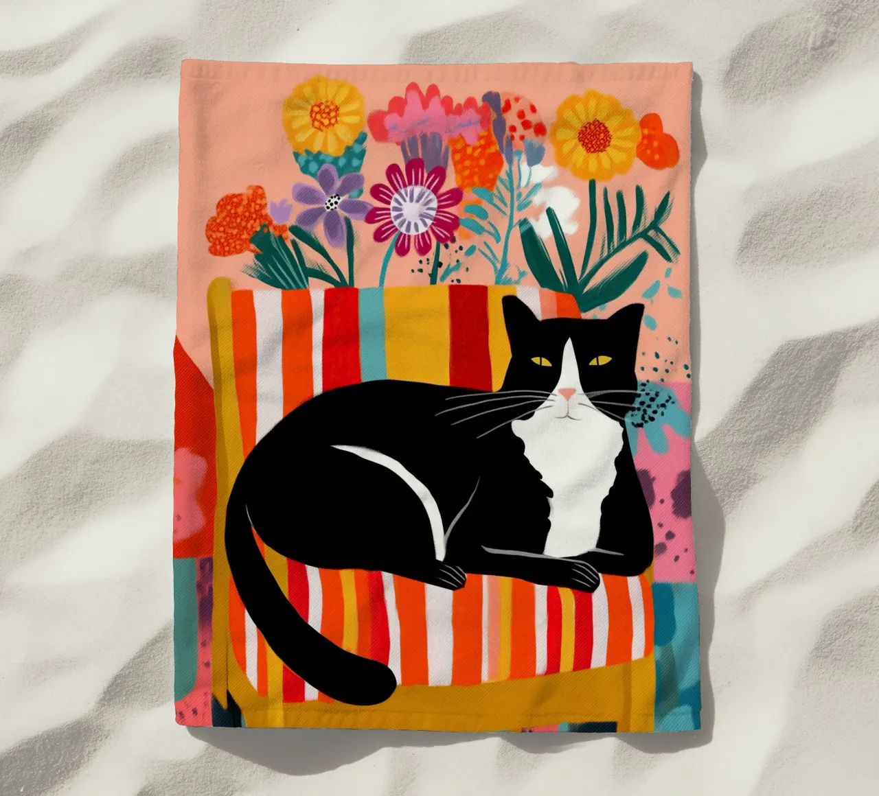 Lazy Afternoon - Cat Among Flowers toalla de playa de Luca
