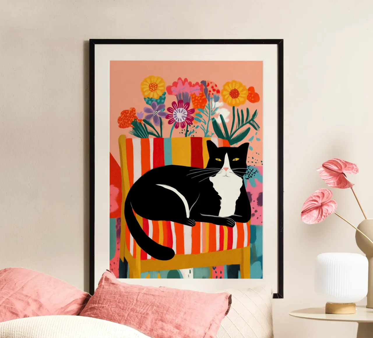 Lazy Afternoon - Cat Among Flowers carta hahnemühle da Luca