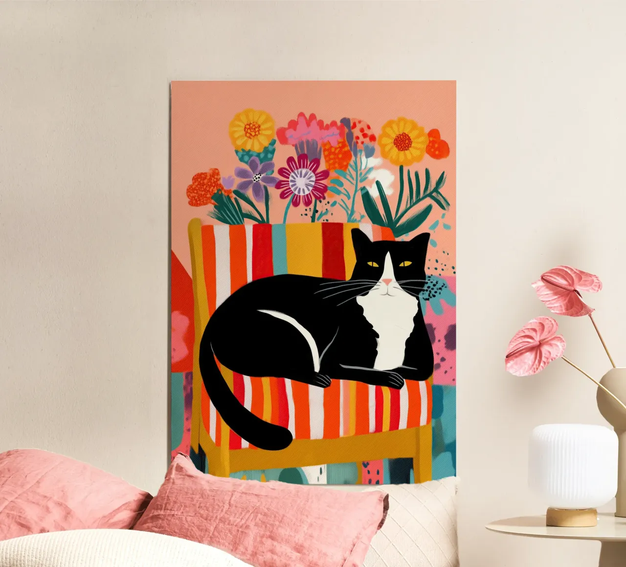 Lazy Afternoon - Cat Among Flowers carta hahnemühle da Luca
