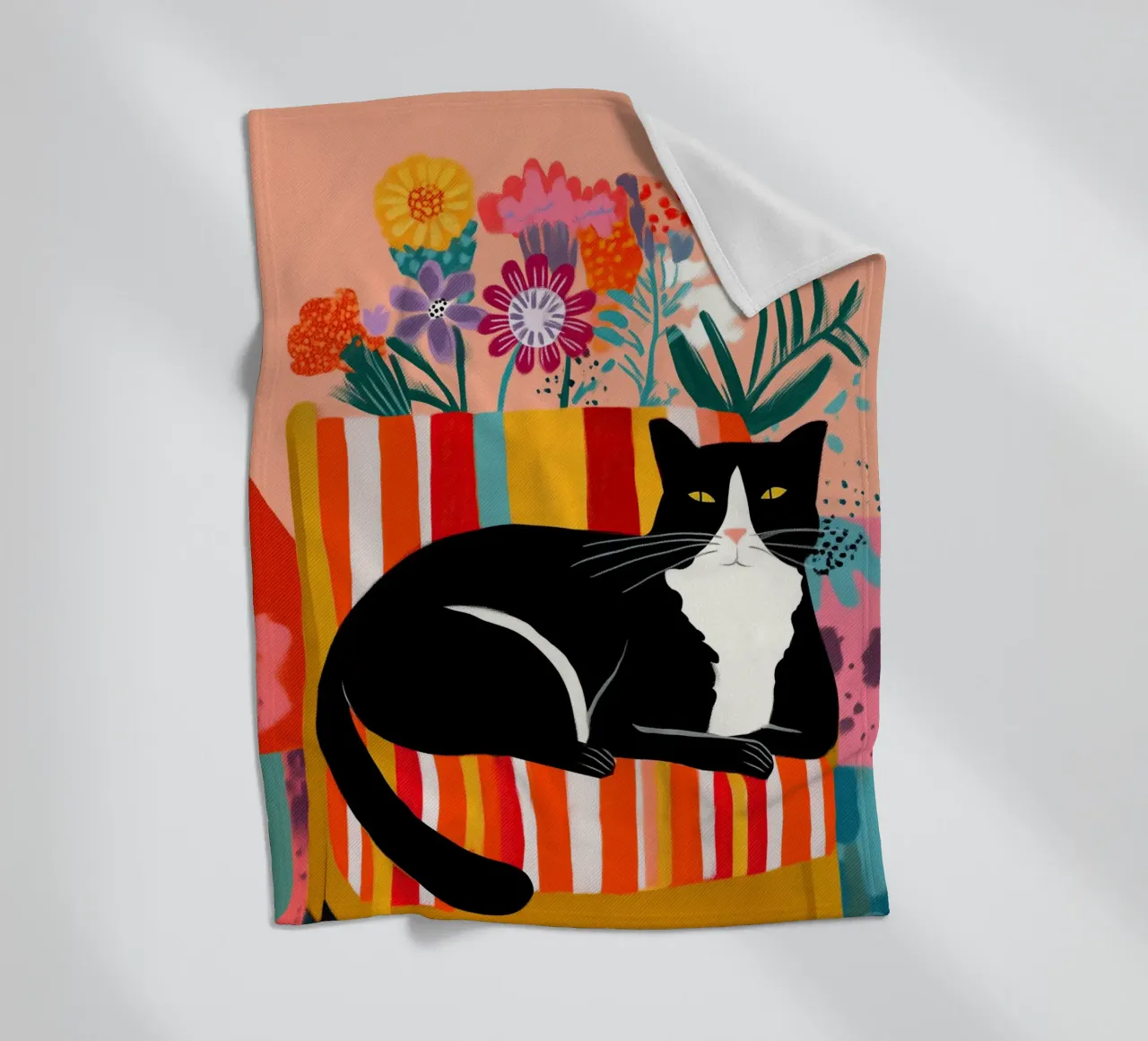 Lazy Afternoon - Cat Among Flowers coperta in pile da Luca