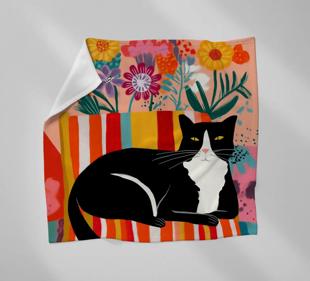 Lazy Afternoon - Cat Among Flowers coperta in pile da Luca
