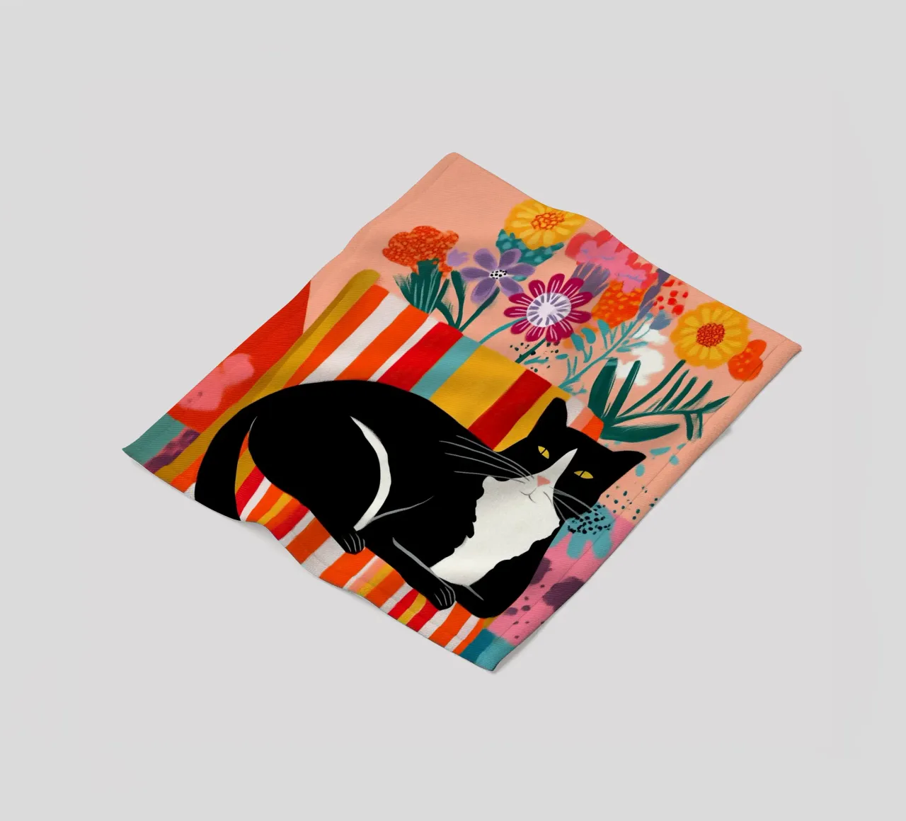 Lazy Afternoon - Cat Among Flowers coperta in pile da Luca