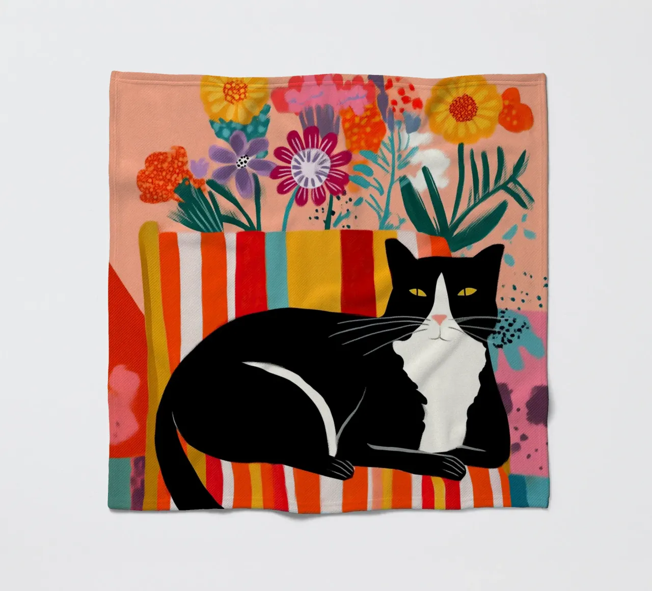 Lazy Afternoon - Cat Among Flowers coperta in pile da Luca