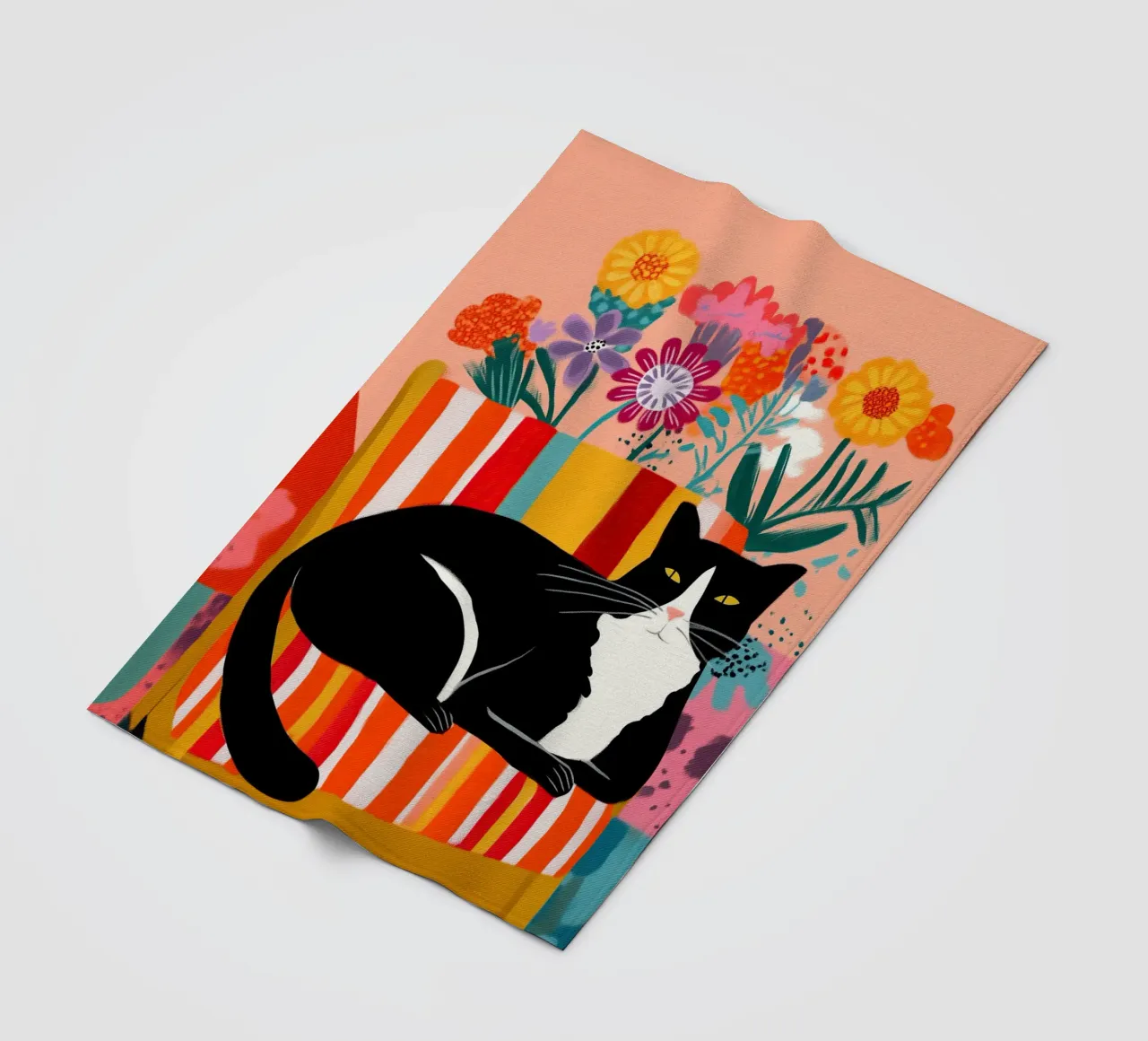 Lazy Afternoon - Cat Among Flowers coperta in pile da Luca