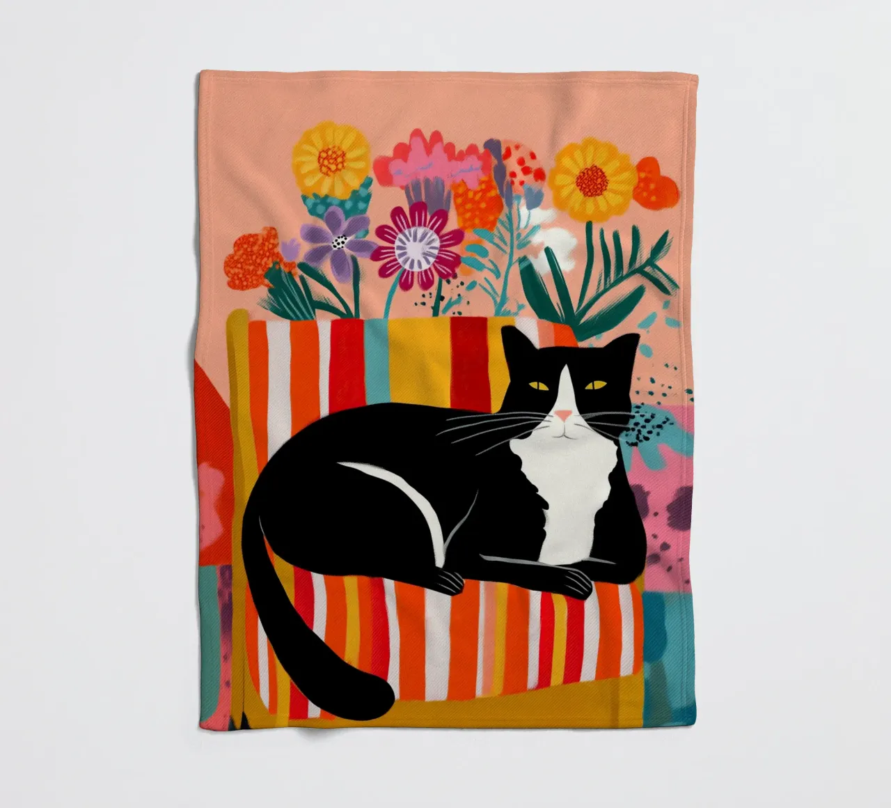 Lazy Afternoon - Cat Among Flowers coperta in pile da Luca
