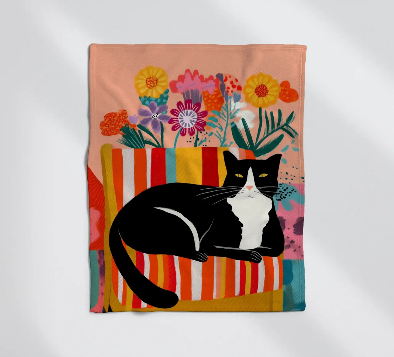 Lazy Afternoon - Cat Among Flowers coperta in pile da Luca