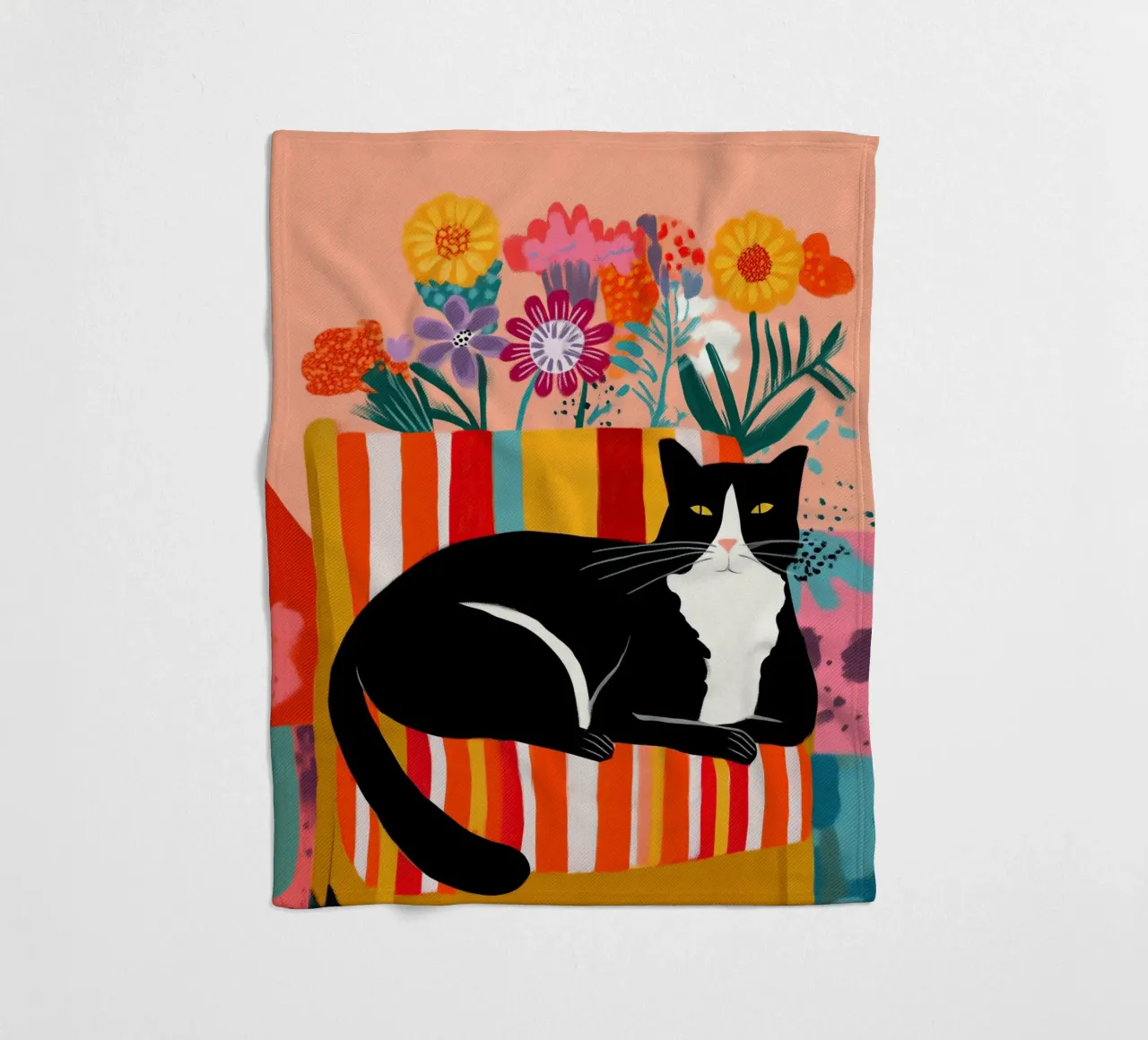 Lazy Afternoon - Cat Among Flowers coperta in pile da Luca