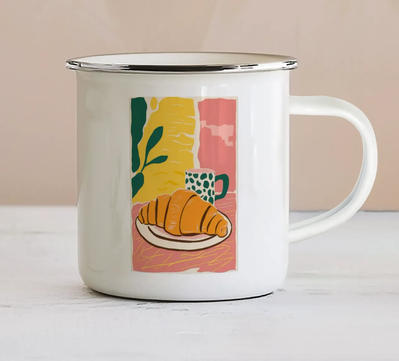 Piatto di croissant del mattino tazza in smalto da Sun Riser
