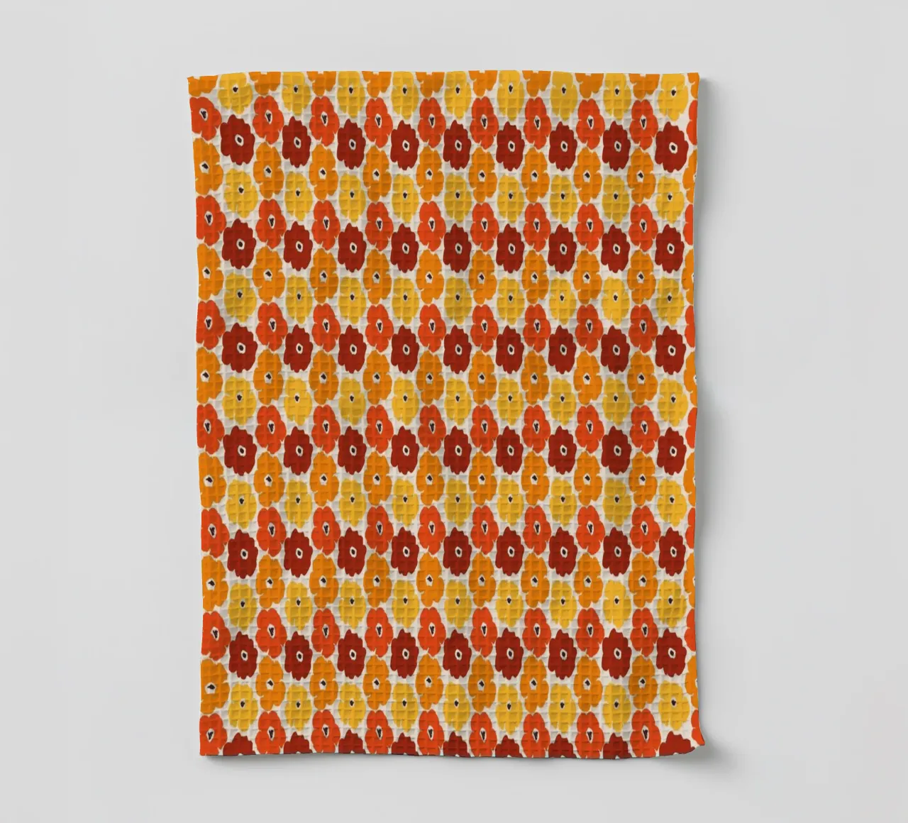Motif de fleurs oranges, skandi, années 70 torchon de ms.Hey! textildesign