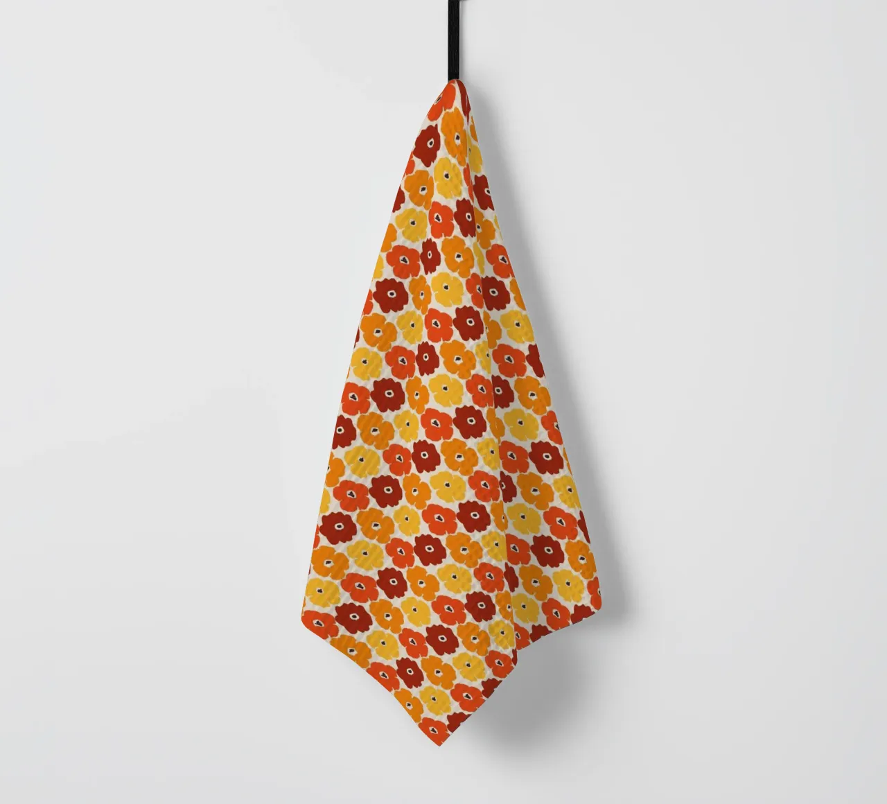 Motif de fleurs oranges, skandi, années 70 torchon de ms.Hey! textildesign