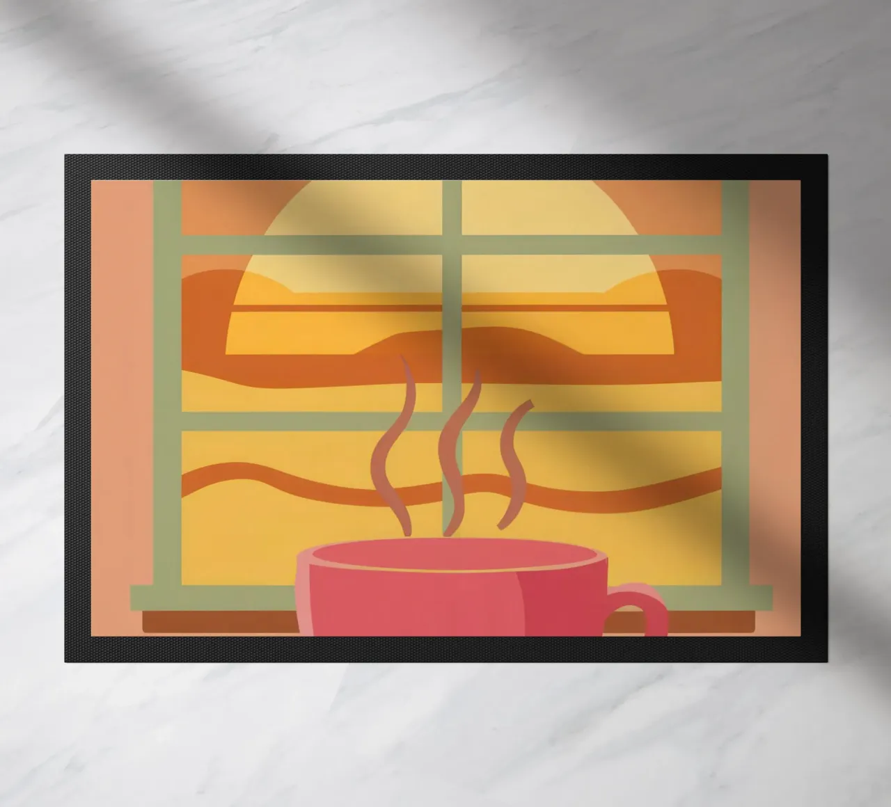 Caffè mattutino fumante zerbino da Sun Riser