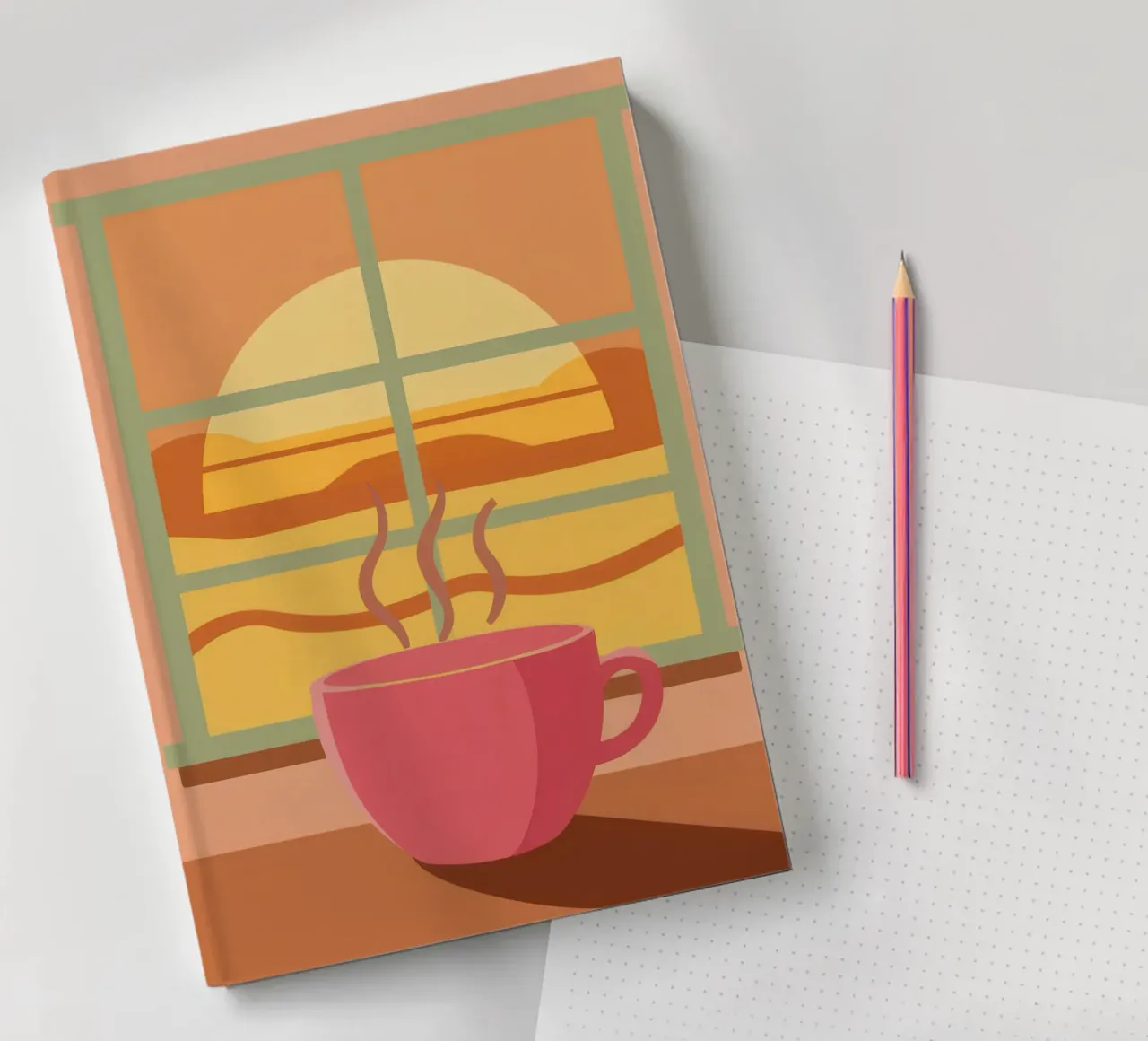 Steaming Morning Coffee notebook by Sun Riser