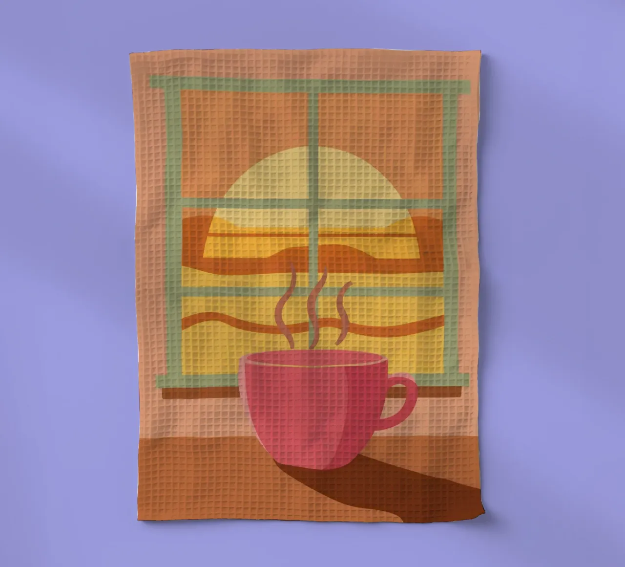 Steaming Morning Coffee tea towel by Sun Riser