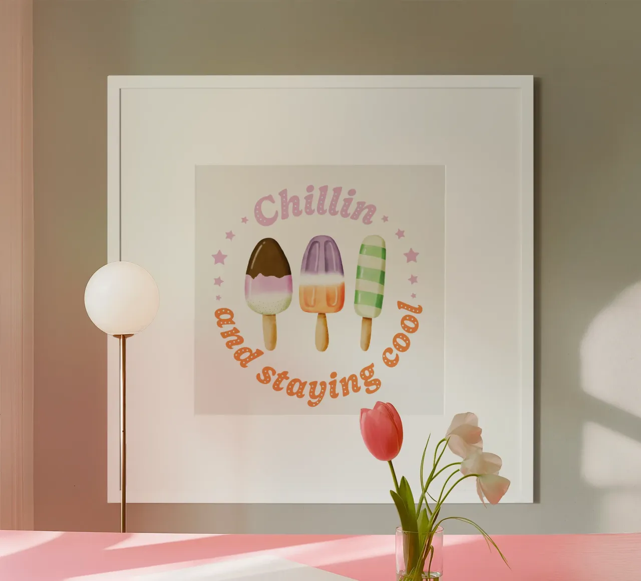 Stare al fresco. Sommer und Eis. poster con telaio in plastica da CalliLetters