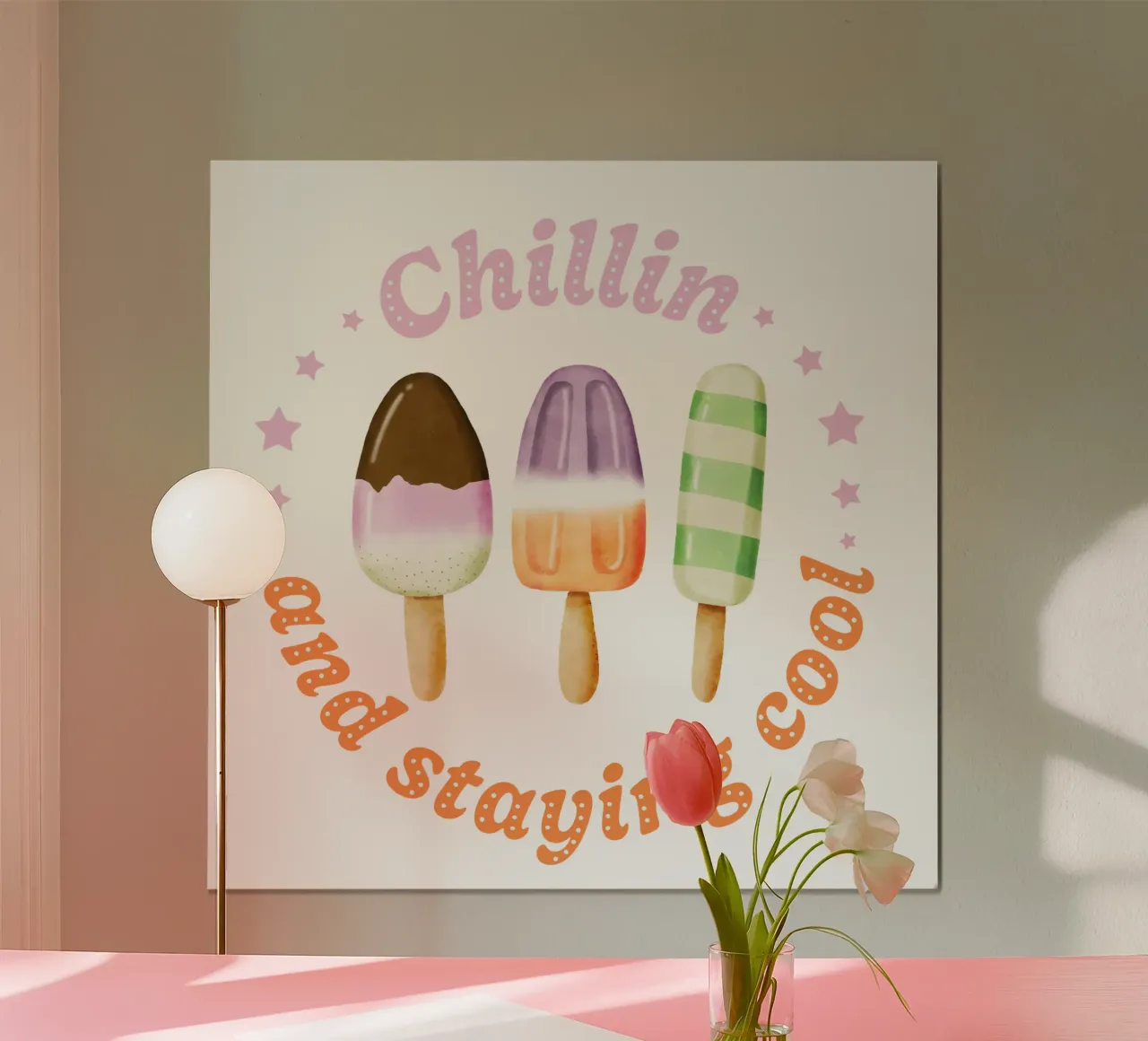 Stare al fresco. Sommer und Eis. poster con telaio in plastica da CalliLetters