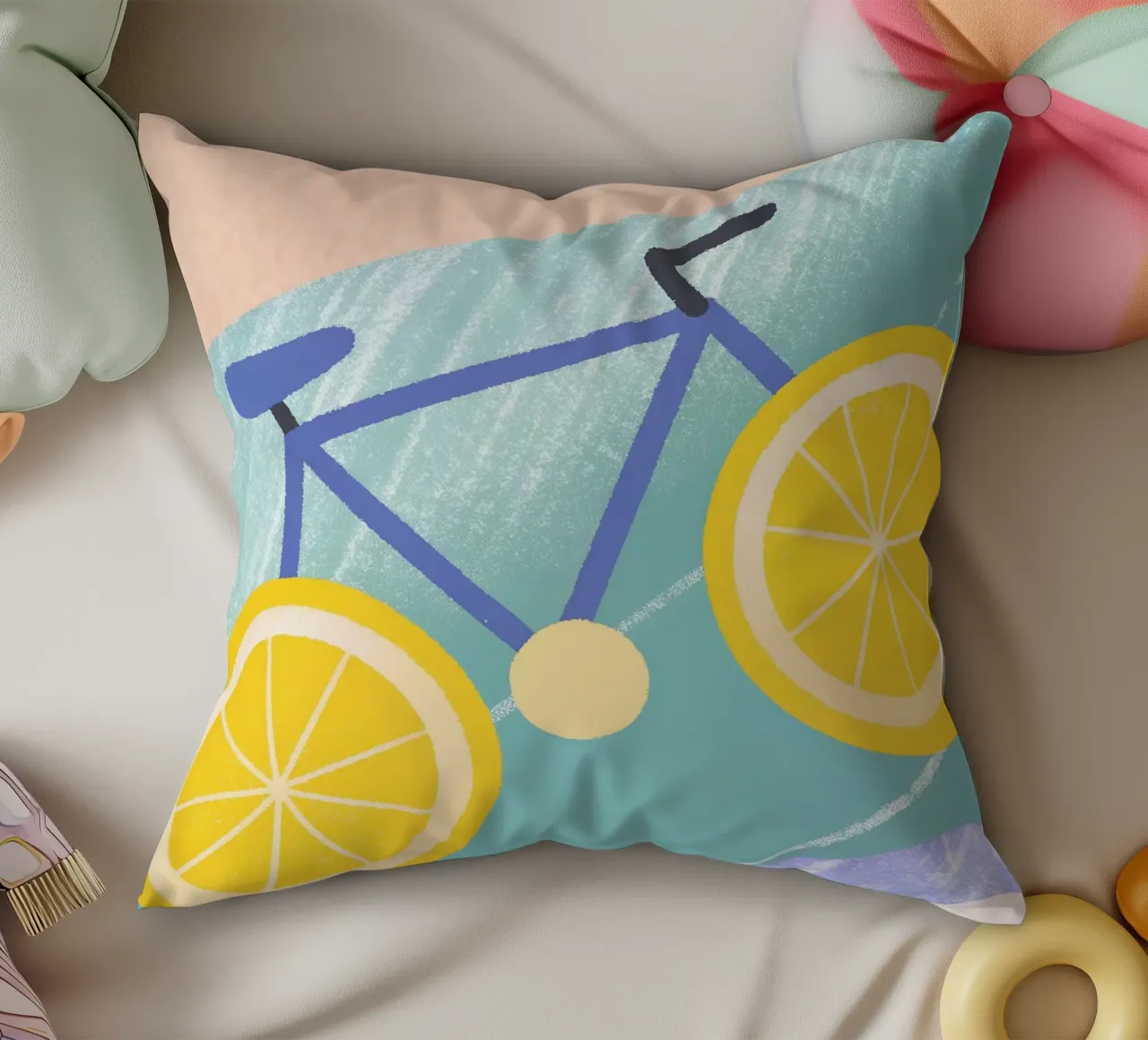 Bicicletta con ruote di limone cuscino da LOYAL SHOP