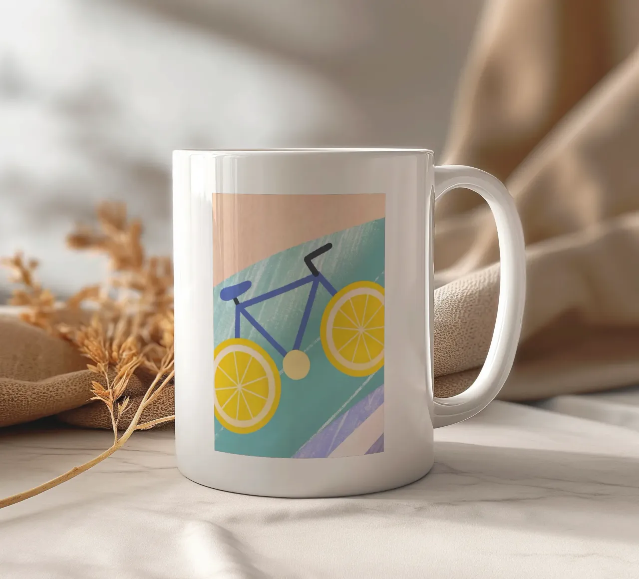 Bicicletta con ruote di limone tazza in ceramica da LOYAL SHOP