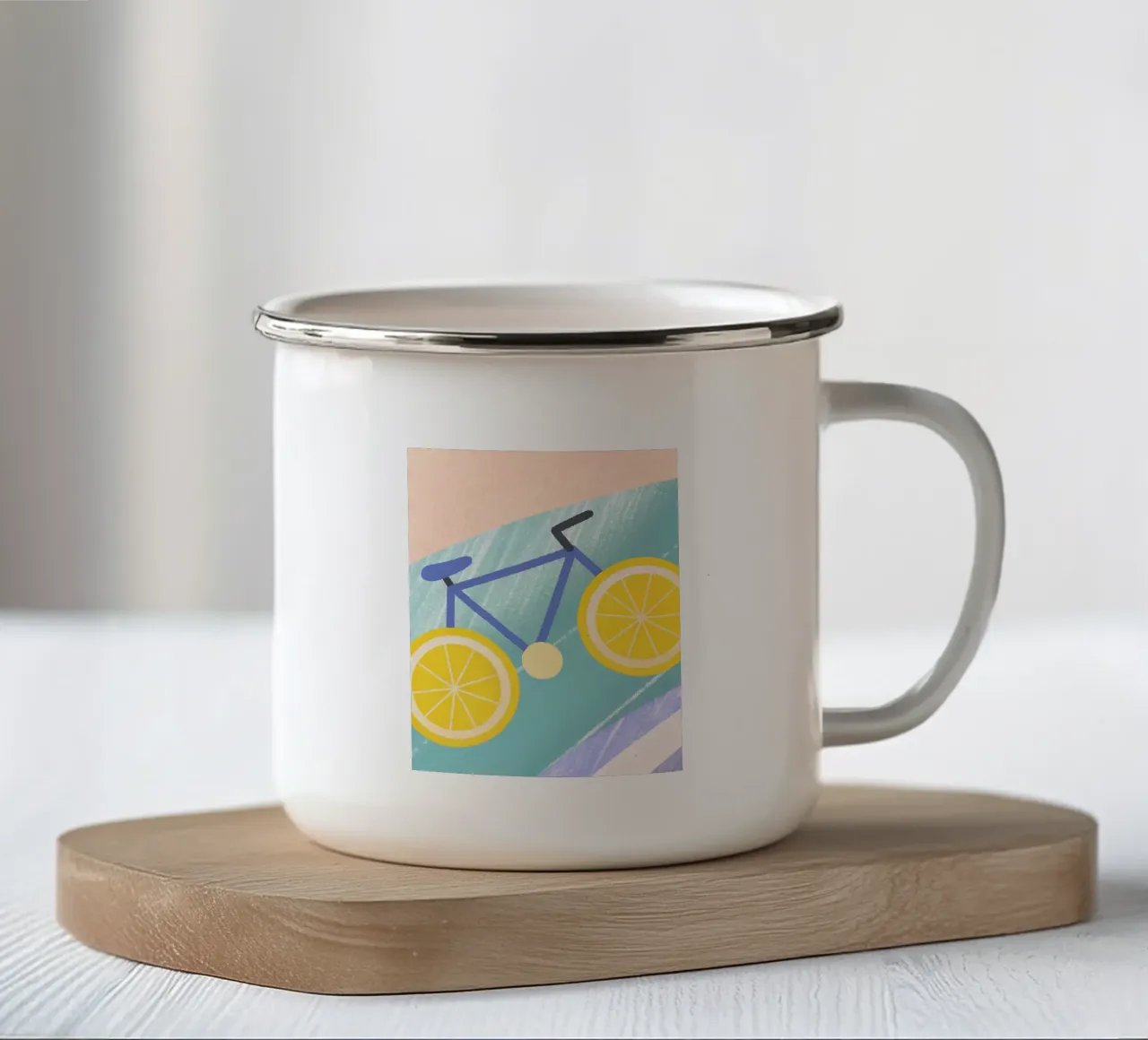 Bicicletta con ruote di limone tazza in smalto da LOYAL SHOP