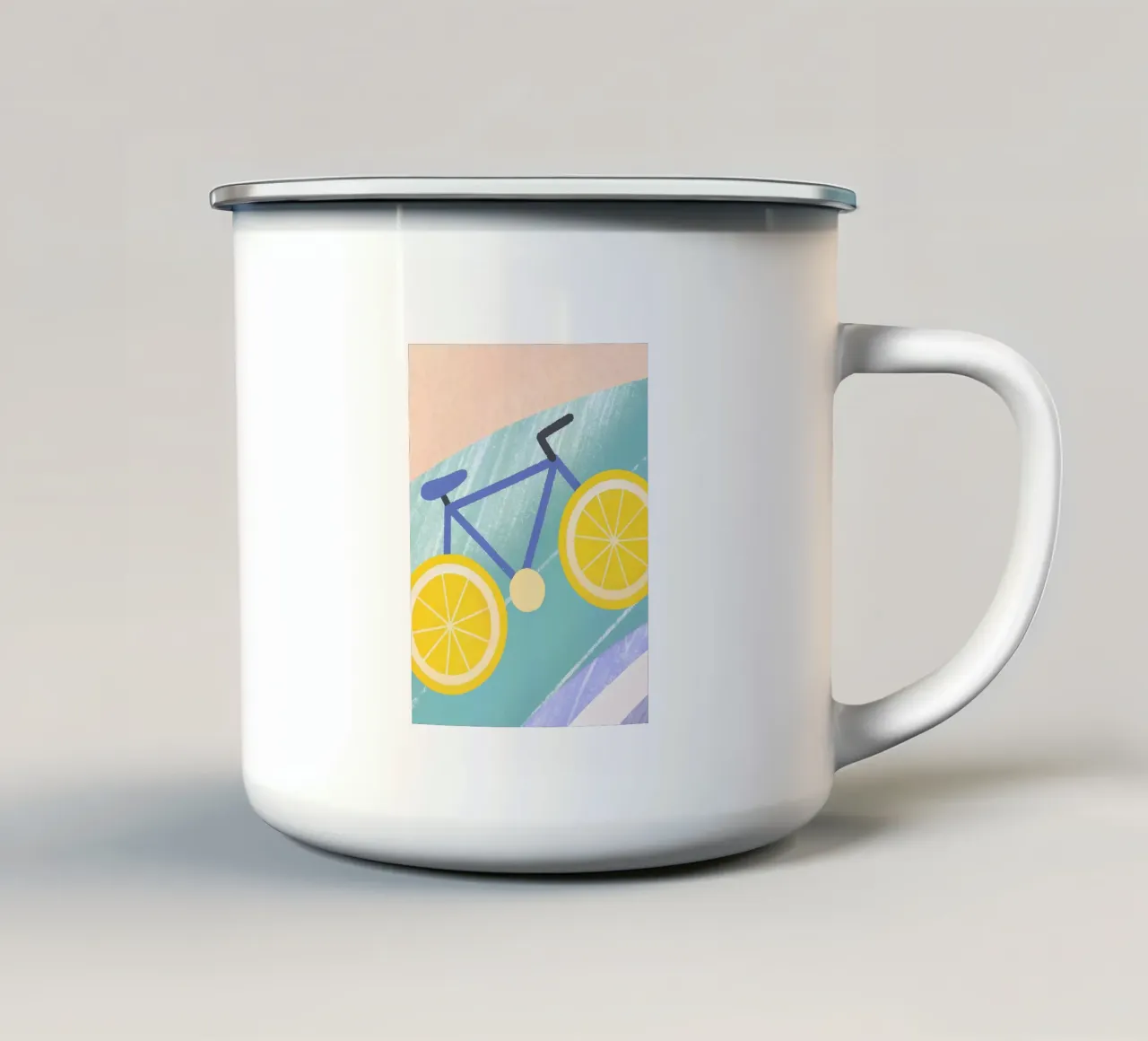 Bicicletta con ruote di limone tazza in smalto da LOYAL SHOP