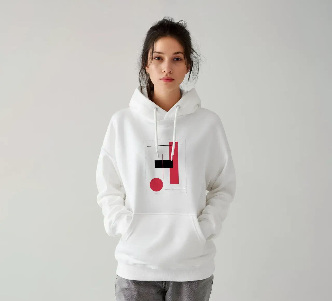 Design grafico in rosso e nero felpa con cappuccio da BenCoStyle