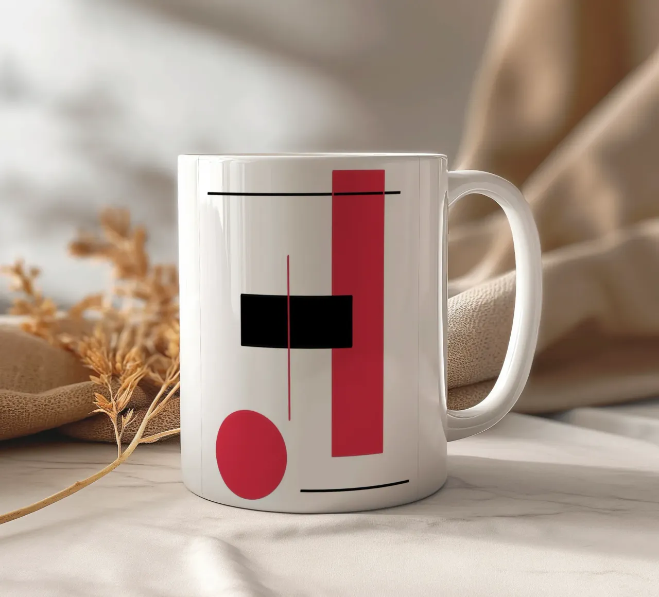 Design grafico in rosso e nero tazza in ceramica da BenCoStyle