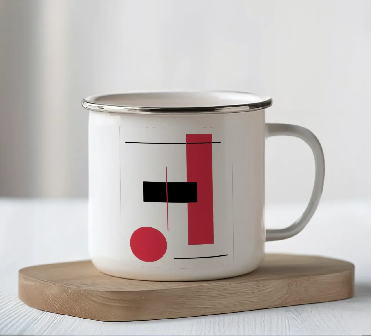 Design grafico in rosso e nero tazza in smalto da BenCoStyle