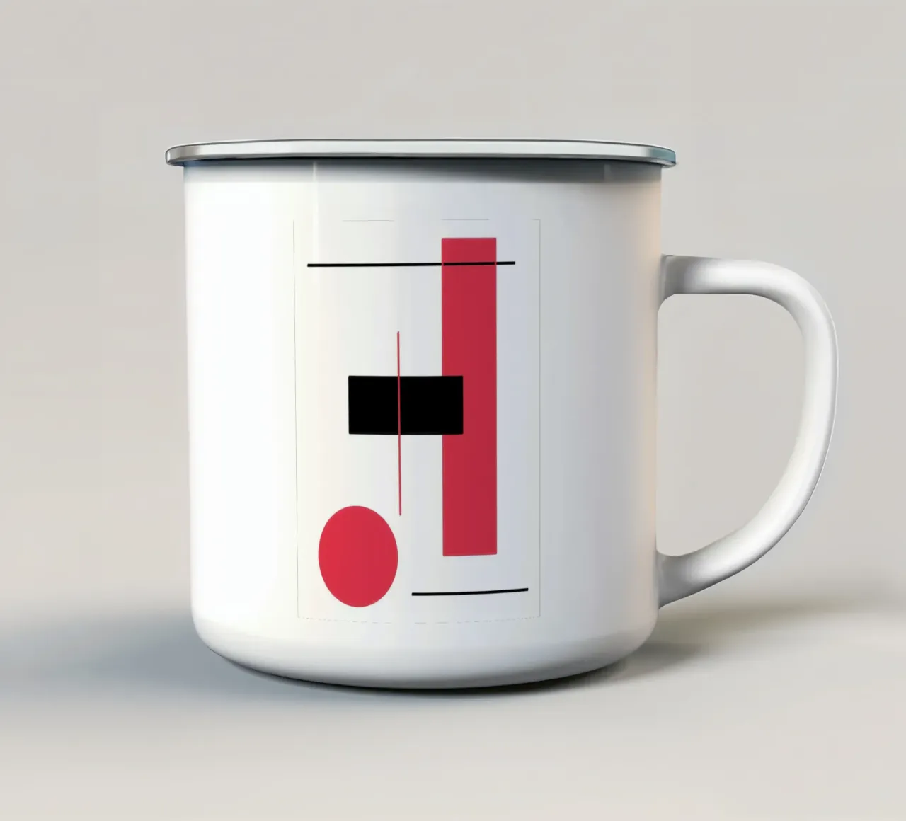 Design grafico in rosso e nero tazza in smalto da BenCoStyle