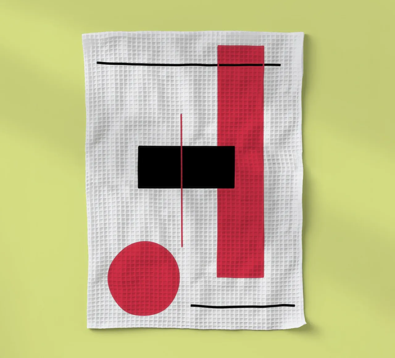 Grafisch ontwerp in rood en zwart theedoek van BenCoStyle
