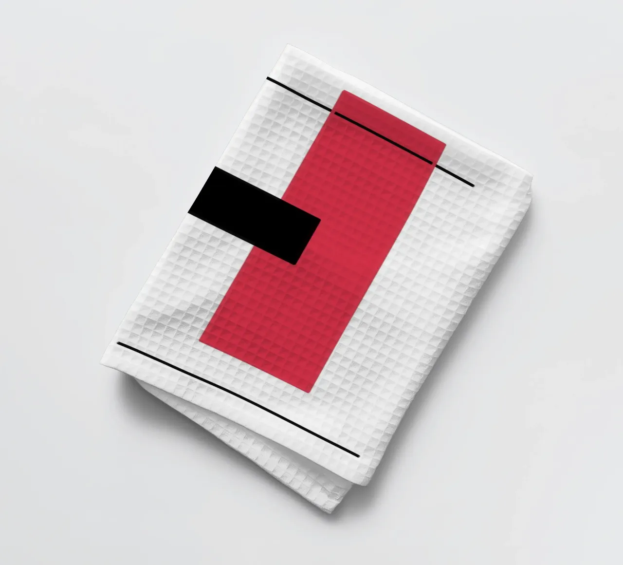 Grafisch ontwerp in rood en zwart theedoek van BenCoStyle
