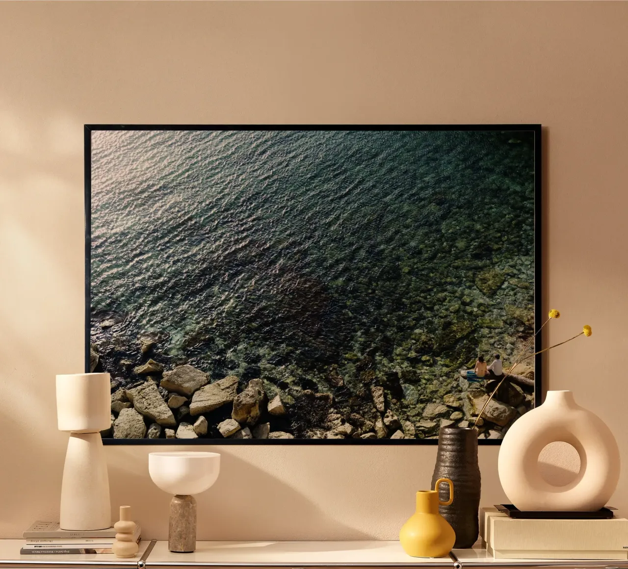 Spiaggia di pietra a Marsiglia, Francia - Provenza carta hahnemühle da art picture
