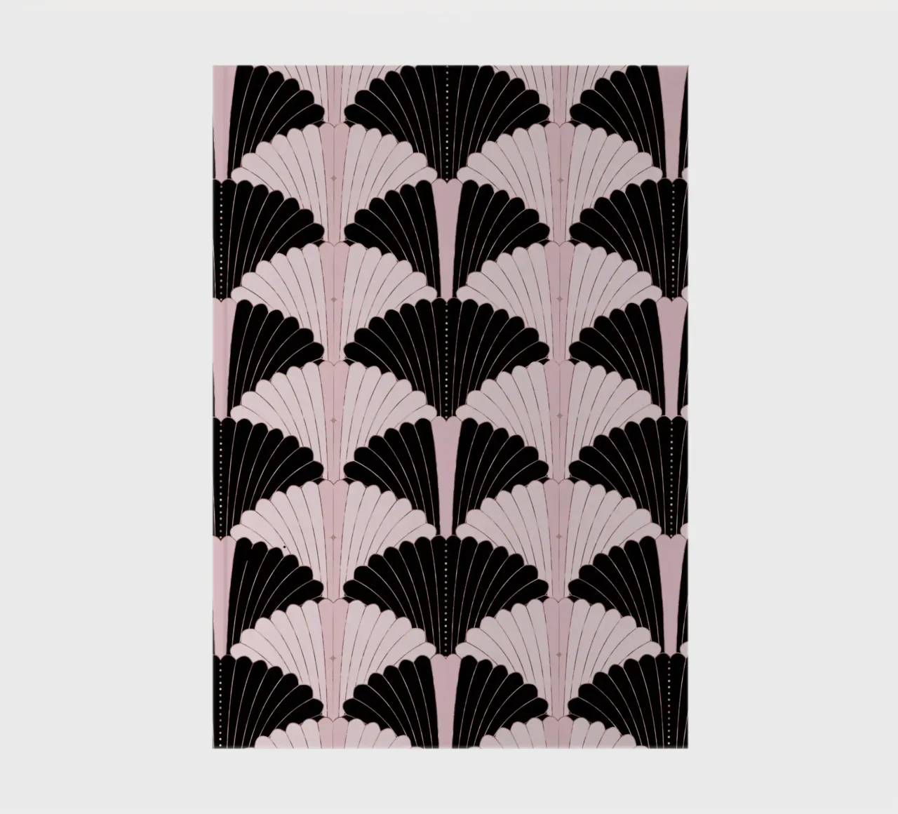 Art Deco pattern in black and light pink with gold shimmer notebook by CalliLetters