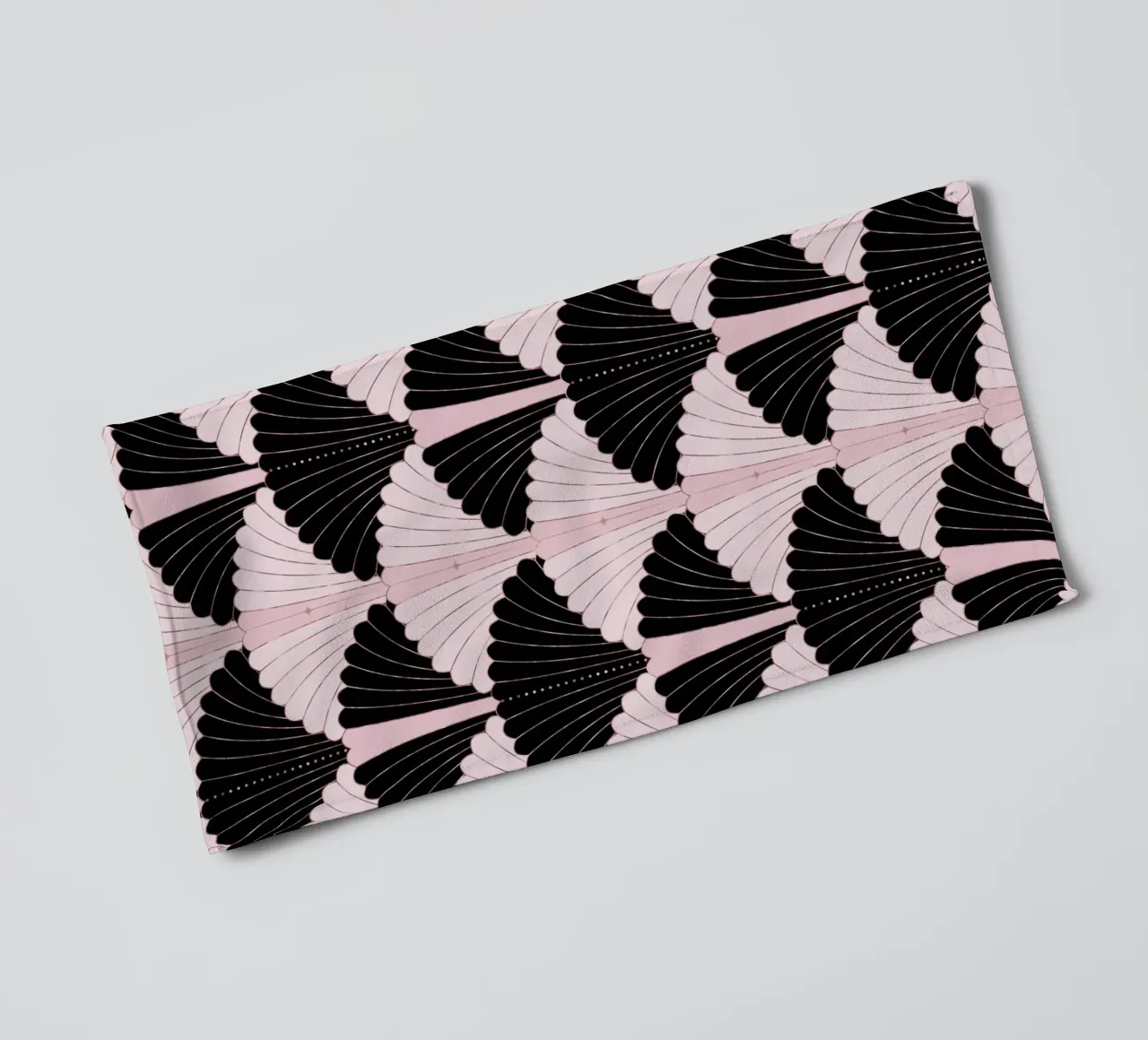 Art Deco pattern in black and light pink with gold shimmer towel by CalliLetters