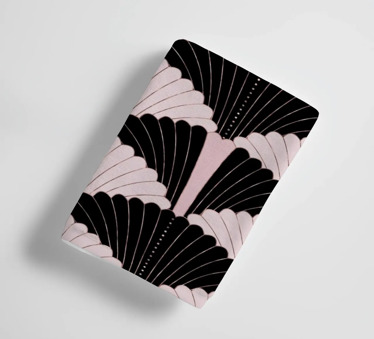 Art Deco pattern in black and light pink with gold shimmer towel by CalliLetters
