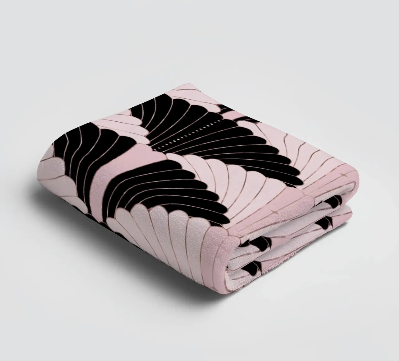 Art Deco pattern in black and light pink with gold shimmer towel by CalliLetters