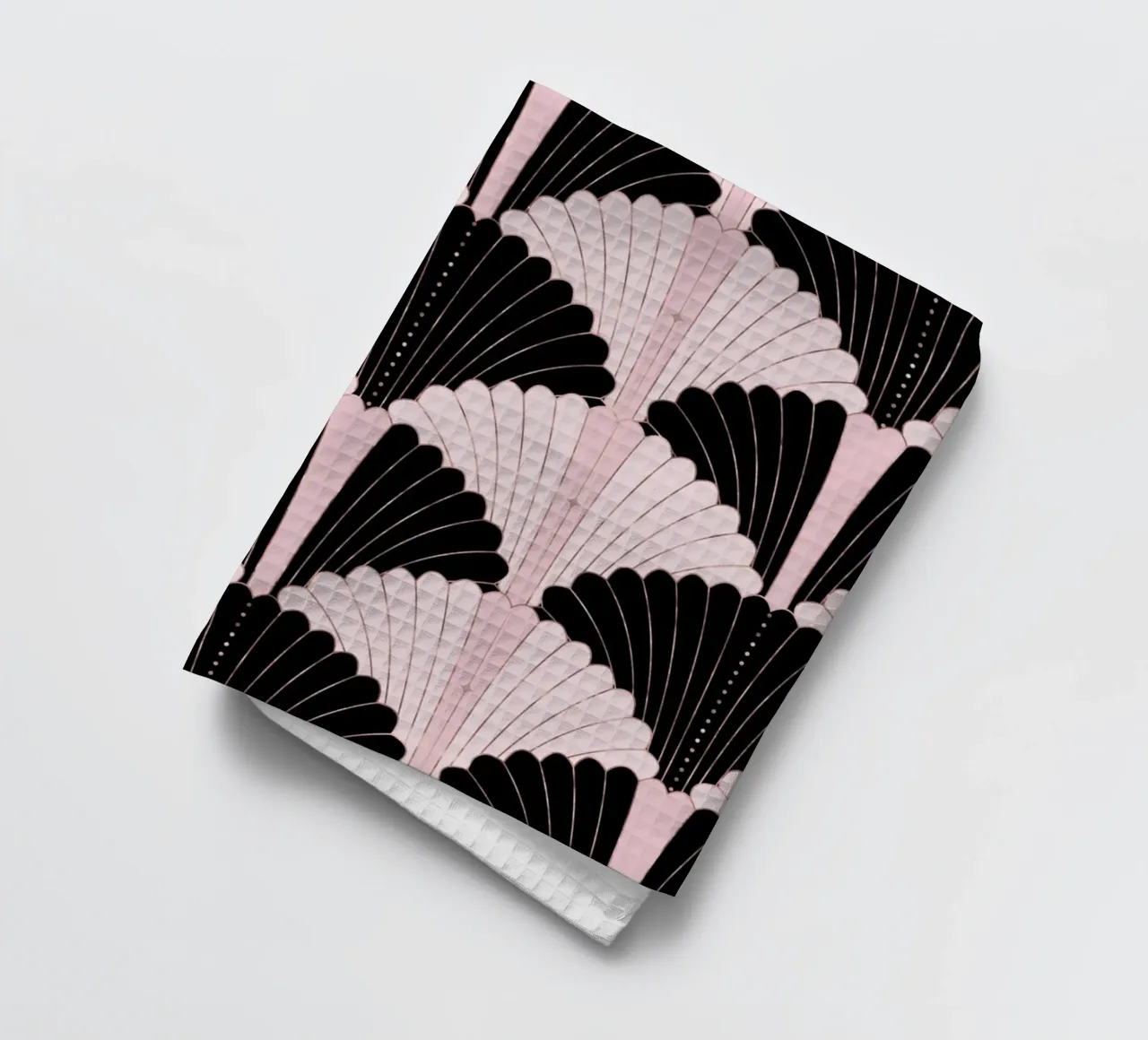 Motivo Art Déco in nero e rosa chiaro con riflessi dorati canovaccio da cucina da CalliLetters