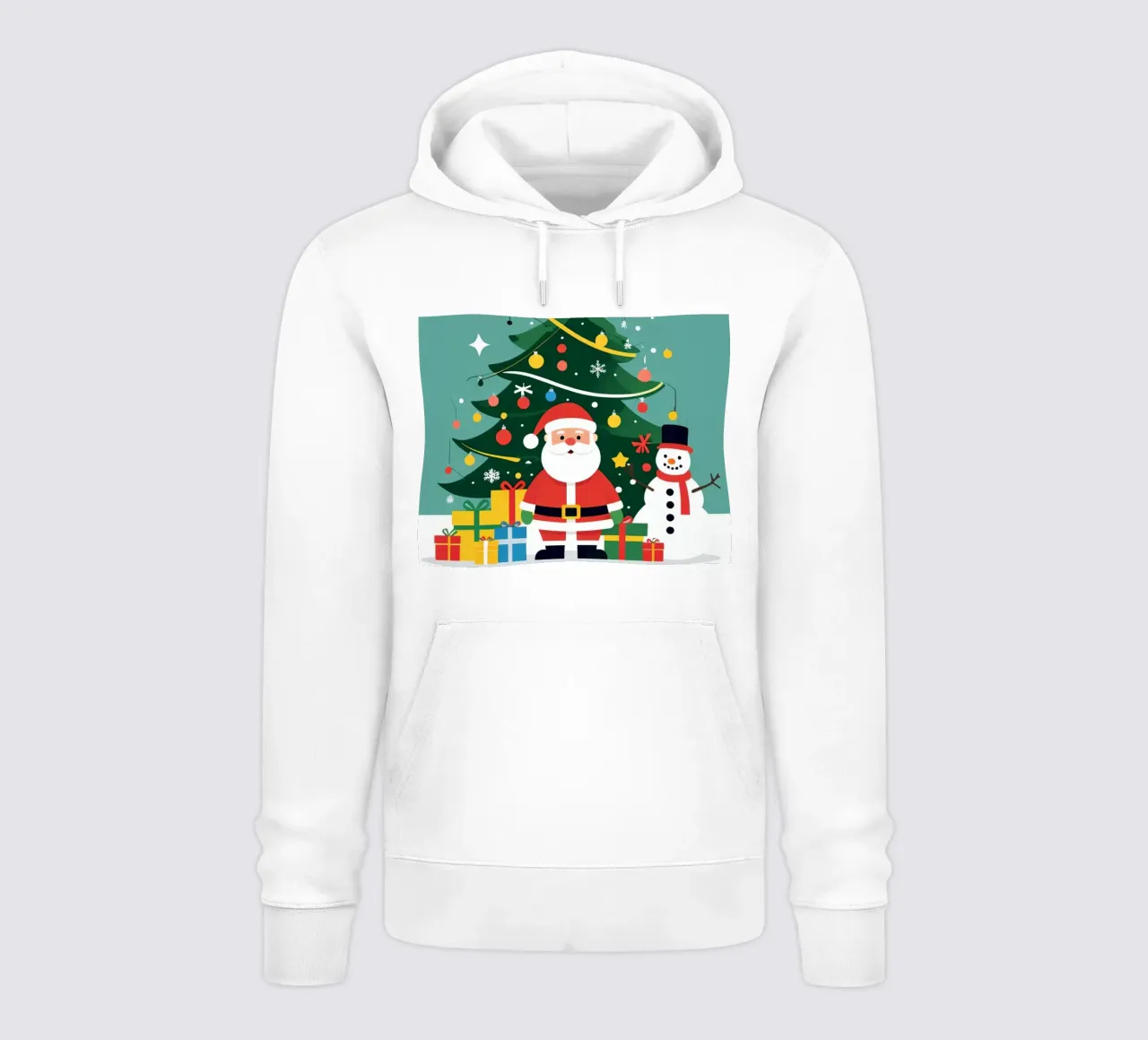 Albero di Natale con Babbo Natale e pupazzo di neve felpa con cappuccio da DesignDoodle