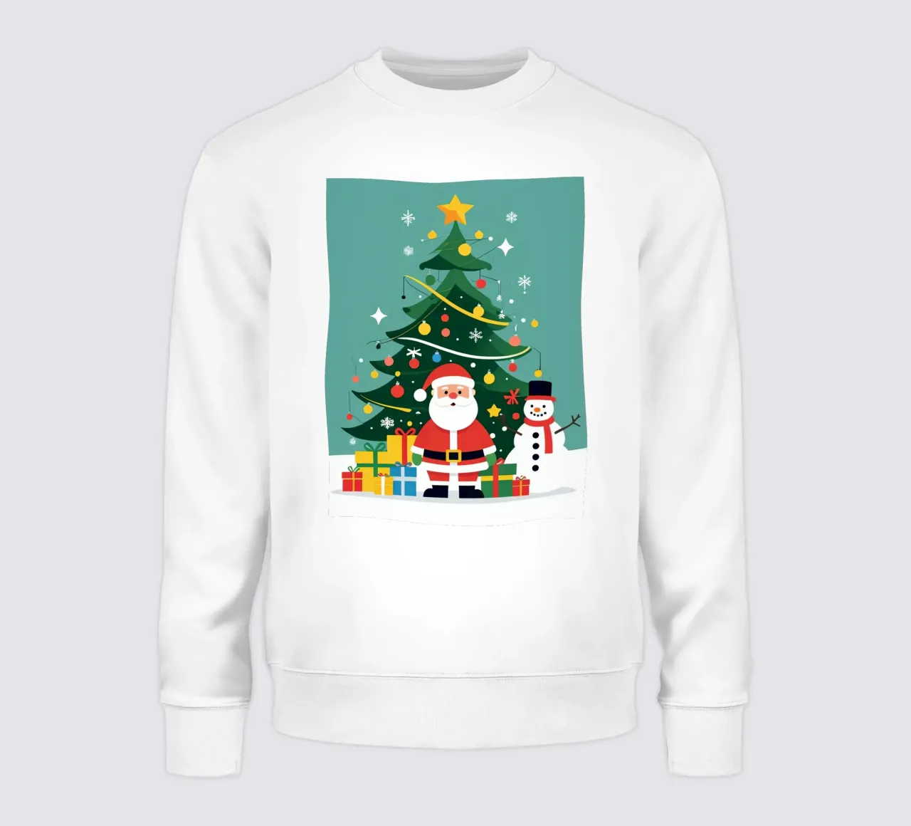 Albero di Natale con Babbo Natale e pupazzo di neve felpa da DesignDoodle