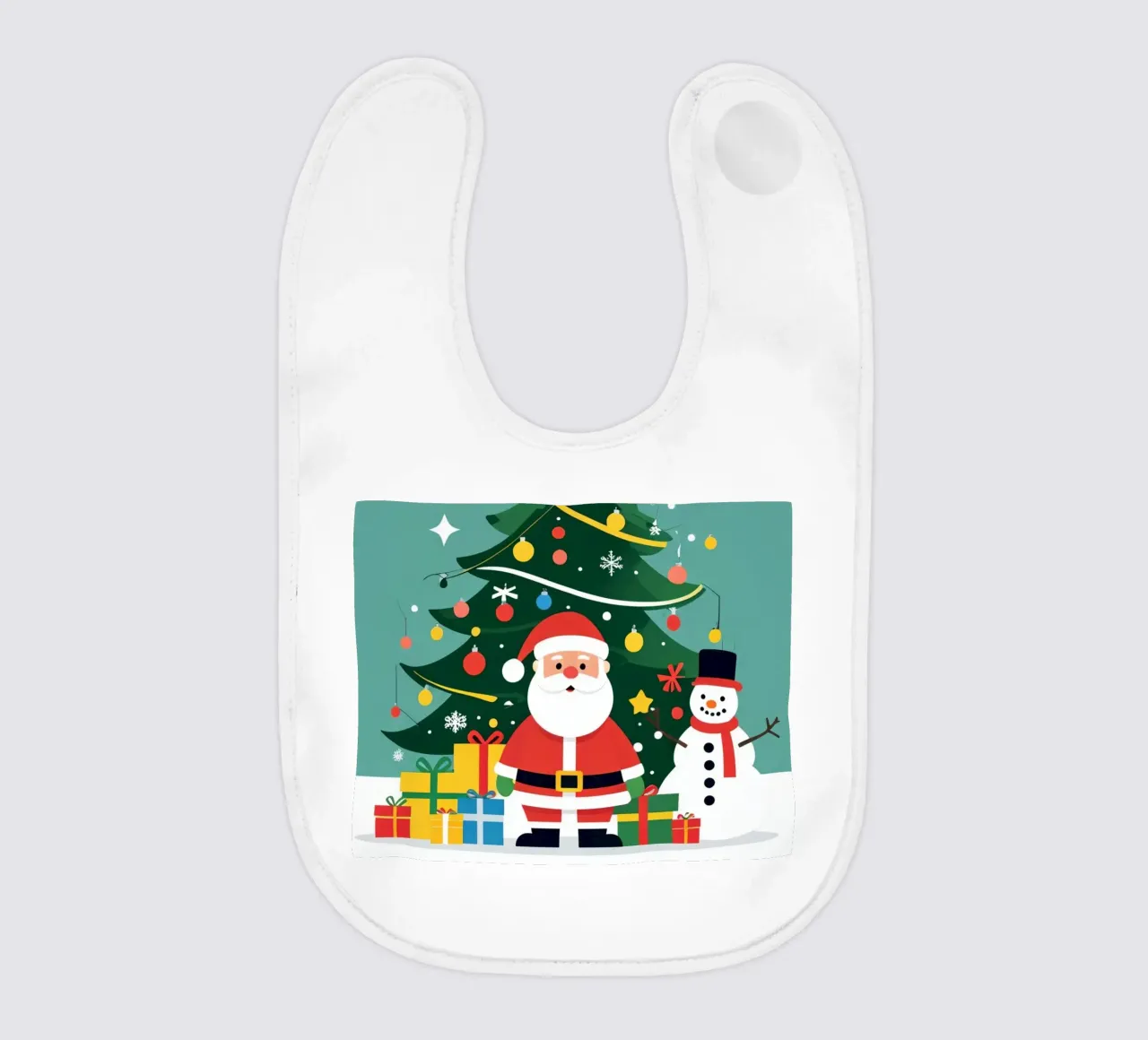 Albero di Natale con Babbo Natale e pupazzo di neve bavaglino da DesignDoodle