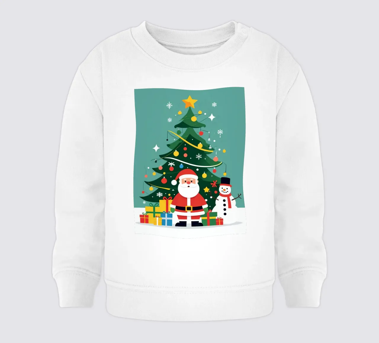 Albero di Natale con Babbo Natale e pupazzo di neve felpa neonato da DesignDoodle