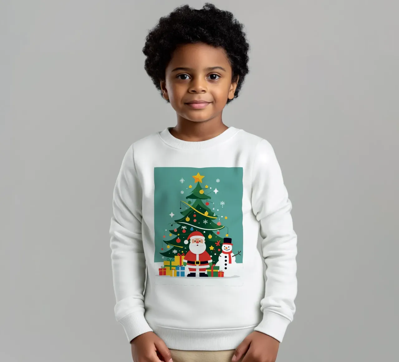 Albero di Natale con Babbo Natale e pupazzo di neve felpa bambino da DesignDoodle
