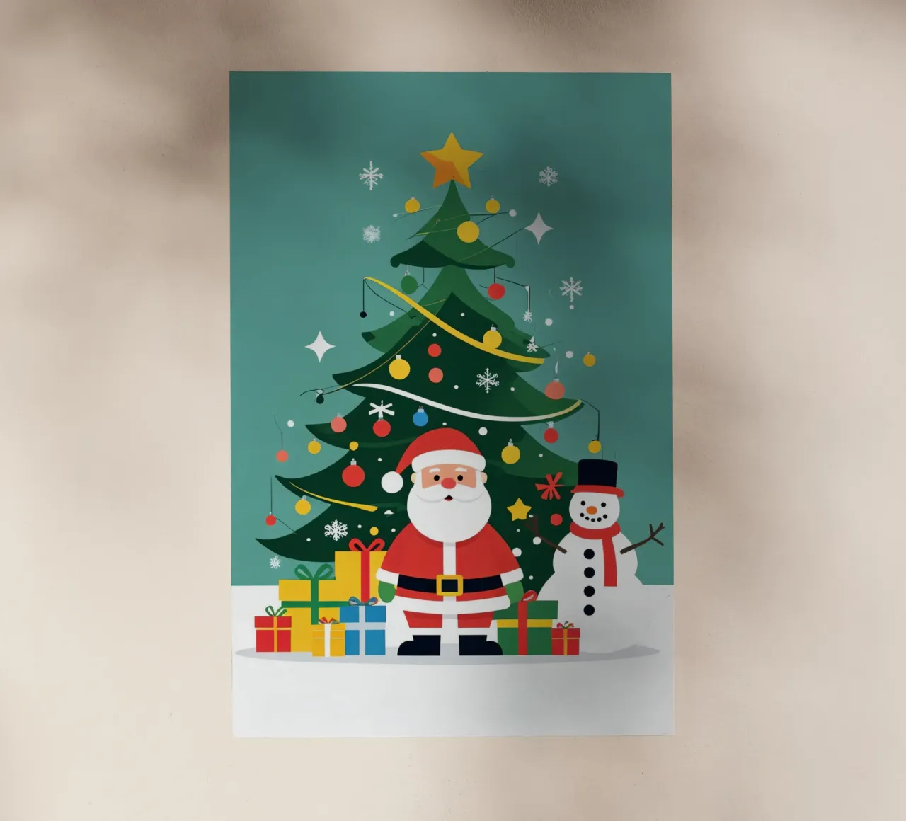 Albero di Natale con Babbo Natale e pupazzo di neve pellicola backlit da DesignDoodle