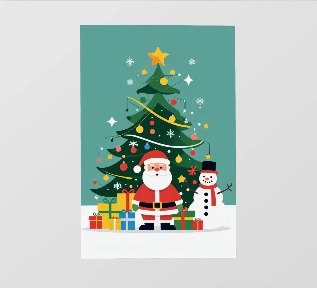 Albero di Natale con Babbo Natale e pupazzo di neve pellicola backlit da DesignDoodle