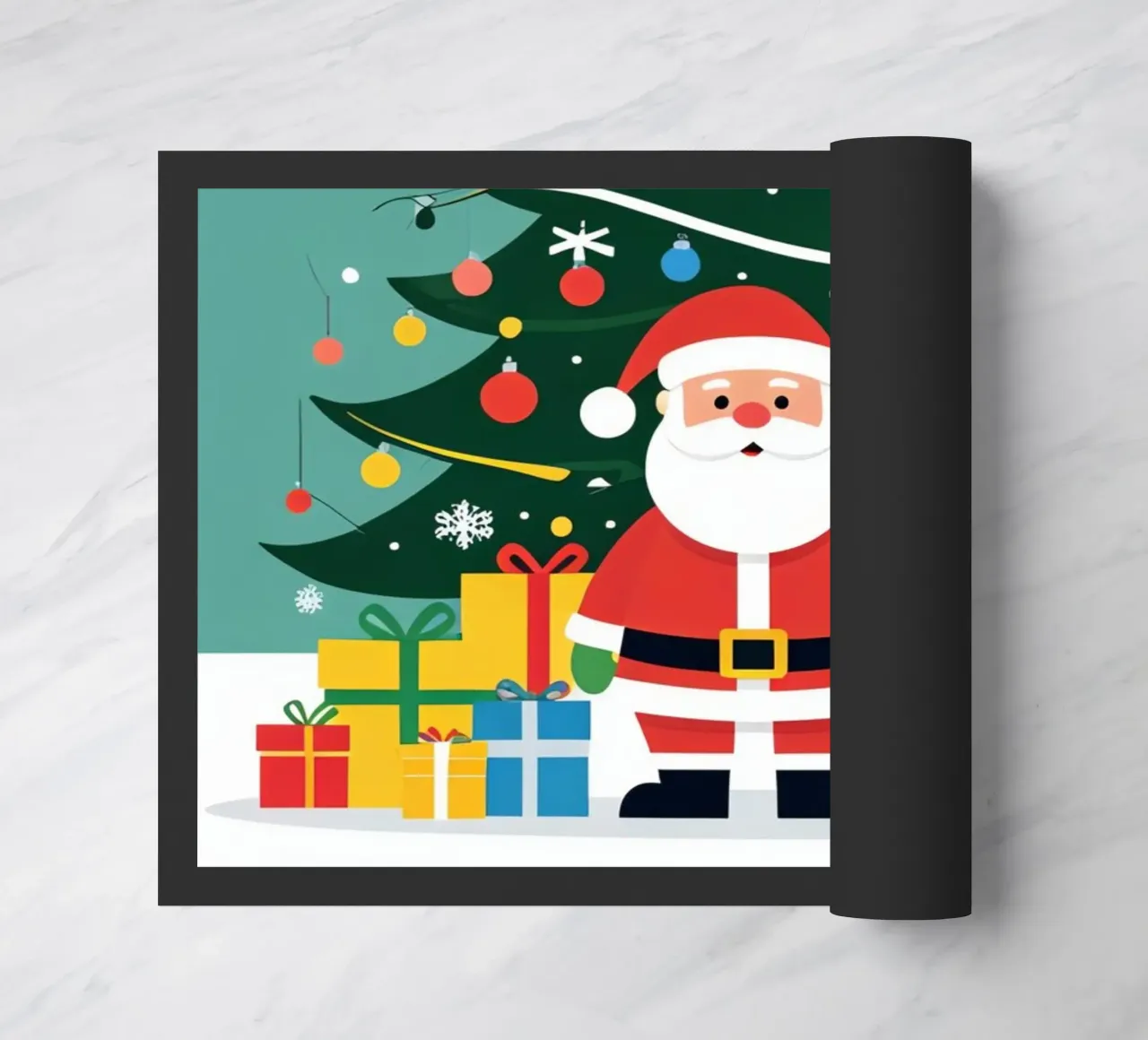 Albero di Natale con Babbo Natale e pupazzo di neve zerbino da DesignDoodle