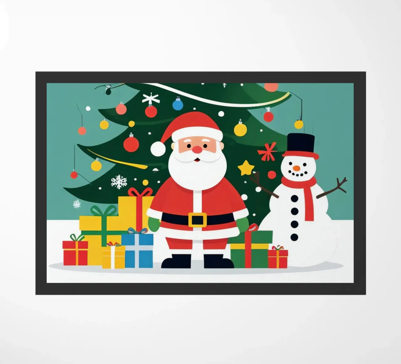 Albero di Natale con Babbo Natale e pupazzo di neve zerbino da DesignDoodle